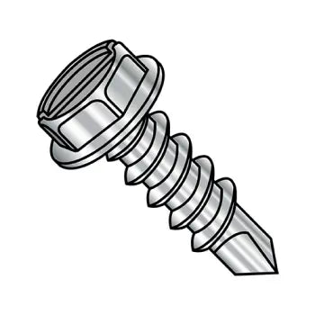 JFAST 1016KSW410 - 10-16X1  Slot Indented Hex Washer Self Drilling Screw Full Thread 410 Stainless Steel, Case Quantity: 
2,500