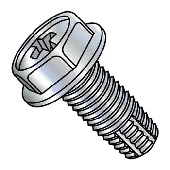 JFAST 0808FPW - 8-32 X 1/2 Phillips Hex Washer Fully Threaded Thread Cutting Screws Type F Zinc & Bake RoHS, Case Quantity: 
10,000