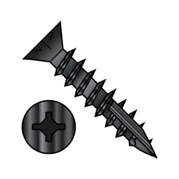 JFAST 0816DXF17DB - 8-11X1  Square Phil Drive Flat w/Nibs Deep Thread Wood Screw Full Thred 17point Black Ox, Case Quantity: 
10,000
