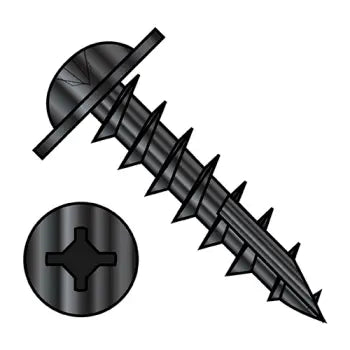 JFAST 0816DXRW17B - 8-11X1  Square Phillips Drive Round Washer Deep Thread Type17 Full Thread Black Oxide, Case Quantity: 
4,000