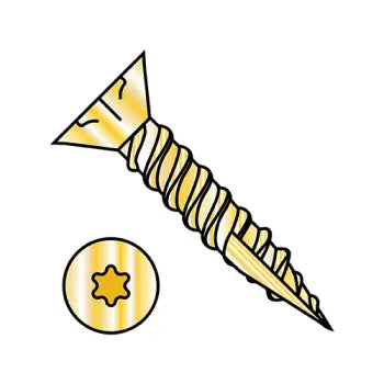 JFAST 0940DTF17Y - 9X2 1/2  6 Lobe Flat Head with Nibs Coarse Thread Type 17 Exterior Screws Zinc Yellow, Case Quantity: 
2,200