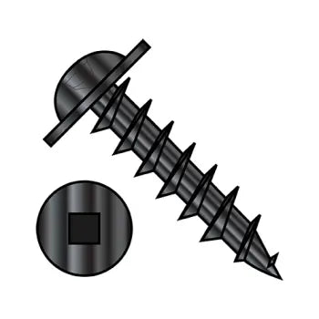 JFAST 0808DQRWDB - 8X1/2  Square Drive Round Washer Head Deep Thread Wood Screw Full Thread Black Oxide, Case Quantity: 
8,000