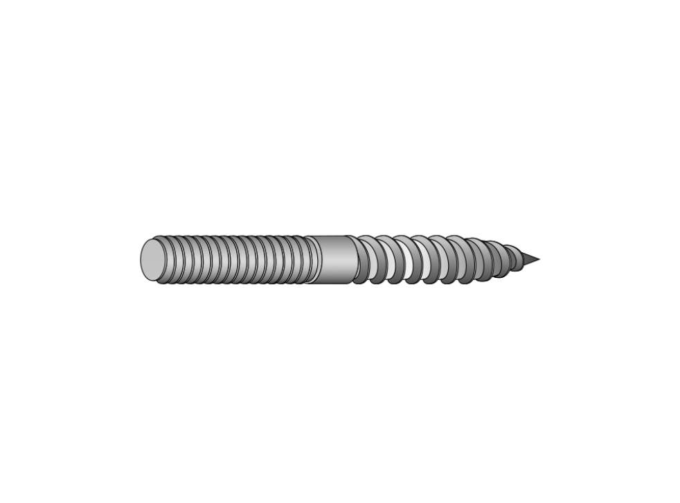 JFAST 37160BH - 3/8-16 x 10" Plain Center Hanger Bolts, Steel, Zinc, Case Quantity: 100